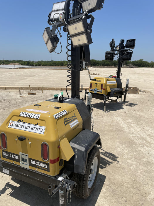 2022 Allmand NLV3GR (4) LED Light Fixture 350W, 23' Vertical Mast, 3kW Prime, Towable, Deep Sea L401, Leveling Jacks, Yanmar T4F 5.8hp