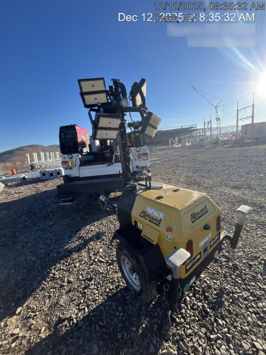 Allmand NLV3GR (4) LED Light Fixture 350W, 23' Vertical Mast, 3kW Prime, Towable, Deep Sea L401, Leveling Jacks, Yanmar T4F 5.8hp