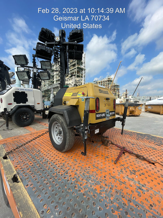 2022 Allmand NLV3GR (4) LED Light Fixture 350W, 23' Vertical Mast, 3kW Prime, Towable, Deep Sea L401, Leveling Jacks, Yanmar T4F 5.8hp