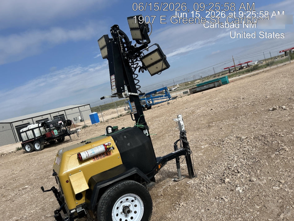Allmand NLV3GR (4) LED Light Fixture 350W, 23' Vertical Mast, 3kW Prime, Towable, Deep Sea L401, Leveling Jacks, Yanmar T4F 5.8hp
