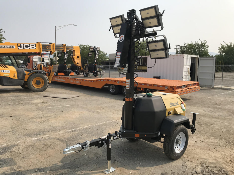 2021 Allmand NLV3GR (4) LED Light Fixture 350W, 23' Vertical Mast, 3kW Prime, Towable, Deep Sea L401, Leveling Jacks, Yanmar T4F 5.8hp