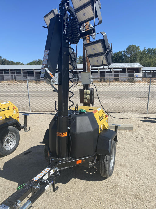2022 Allmand NLV3GR (4) LED Light Fixture 350W, 23' Vertical Mast, 3kW Prime, Towable, ES Decals, T3
