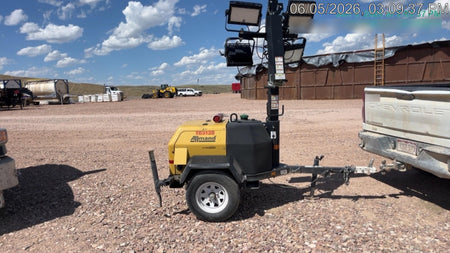2021 Allmand NLV3GR (4) LED Light Fixture 350W, 23' Vertical Mast, 3kW Prime, Towable, Deep Sea L401, Leveling Jacks, Yanmar T4F 5.8hp