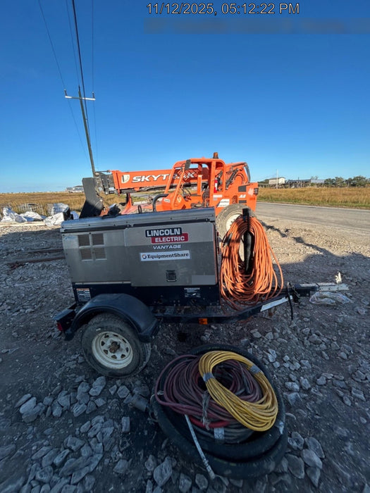 2019 Lincoln Electric Vantage 322 Welder Ready-Pak 3, Two wheel trailer, Fender and Light kit, Cable Rack