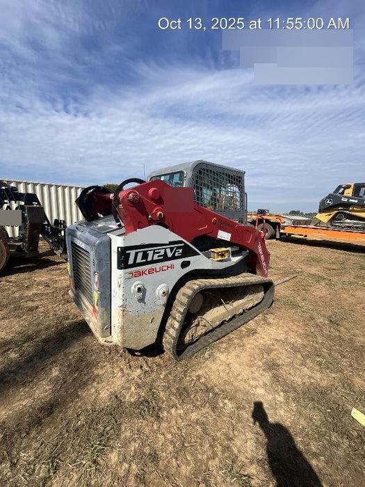 2019 Takeuchi TL12V2C Cab/Heat/Air w/Auxiliary Hydraulics, 2 Speed, Hydraulic QC 80" Tooth Bucket, 48" Pallet Forks