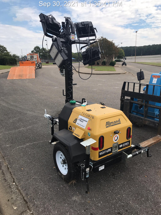 2021 Allmand NLV3GR (4) LED Light Fixture 350W, 23' Vertical Mast, 3kW Prime, Towable, Deep Sea L401, Leveling Jacks, Yanmar T4F 5.8hp