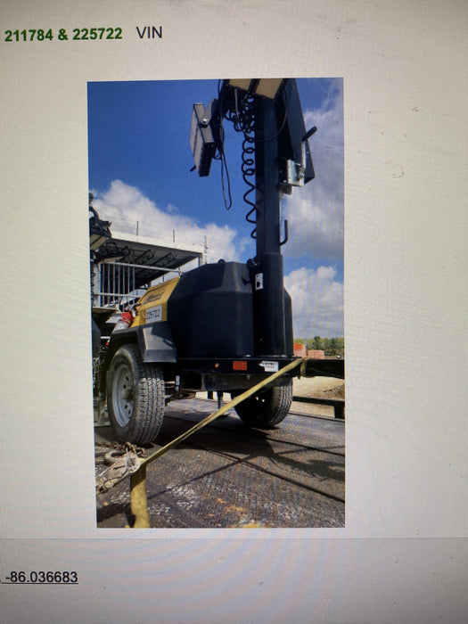 2022 Allmand NLV3GR (4) LED Light Fixture 350W, 23' Vertical Mast, 3kW Prime, Towable, Deep Sea L401, Leveling Jacks, Yanmar T4F 5.8hp