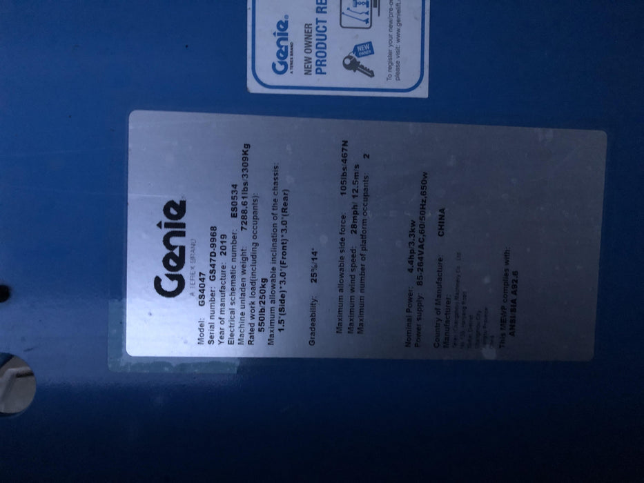 2019 GENIE GS-4047