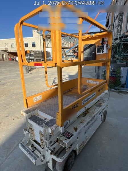Custom Equipment HB-1430 <ul>
 <li>Hy-Brid Scissor Lift</li>
  <li>Platform capacity up to 670 lbs.</li>
  <li>Working height up to 20 ft</li>
  <li>Weighs under 1,700 lbs.</li>
  <li>Non-marking wheels </li>
</ul>