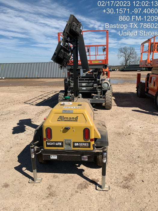 2022 Allmand NLV3GR (4) LED Light Fixture 350W, 23' Vertical Mast, 3kW Prime, Towable, ES Decals, T3