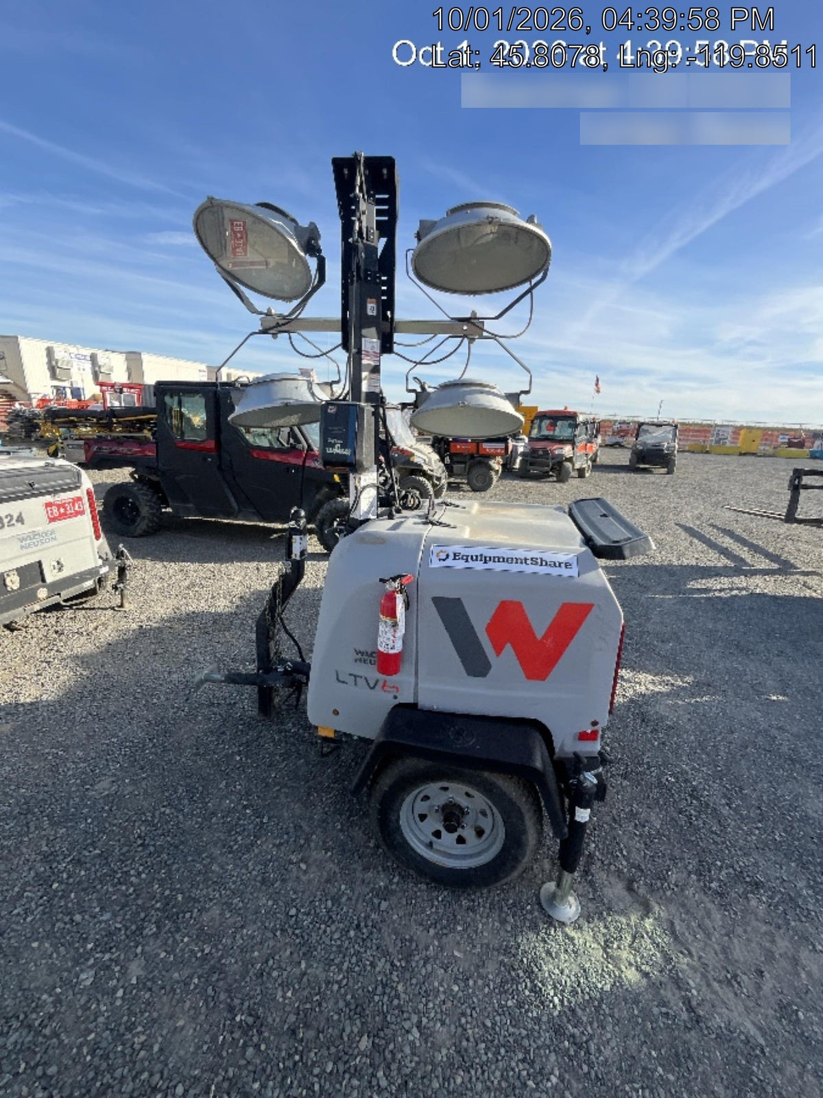 Wacker Neuson LTV6K-MH Power mast, 1100W MH, Fuel Sensors, Wiring Harness