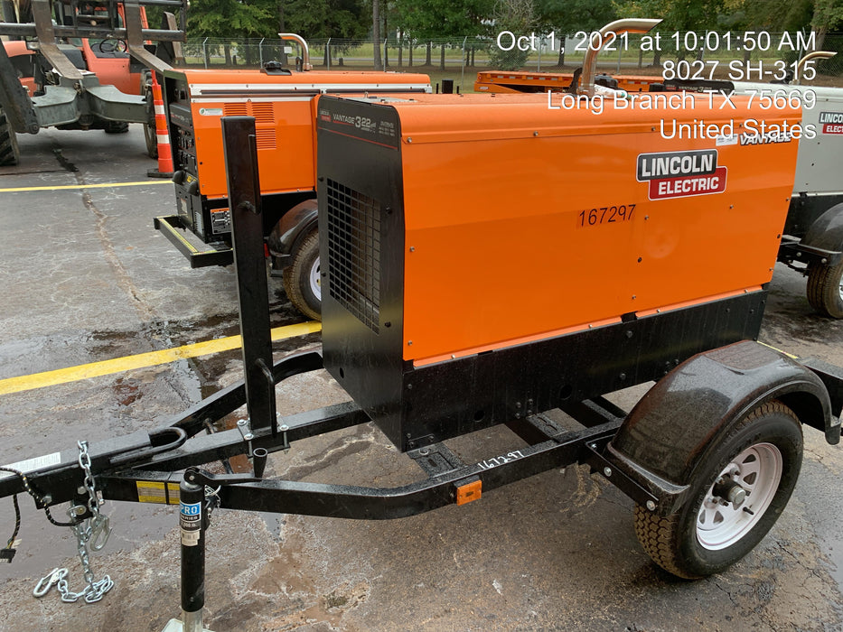 2021 Lincoln Electric Vantage 322 Vantage 322 Ready Pak 3 w/ Decals, ORANGE (includes trailer, cable rack, fender light kit) NO Telematics