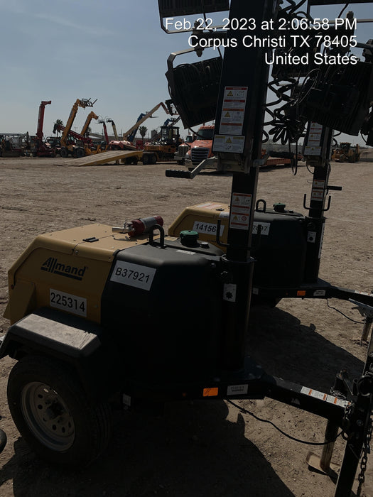 2022 Allmand NLV3GR (4) LED Light Fixture 350W, 23' Vertical Mast, 3kW Prime, Towable, Deep Sea L401, Leveling Jacks, Yanmar T4F 5.8hp