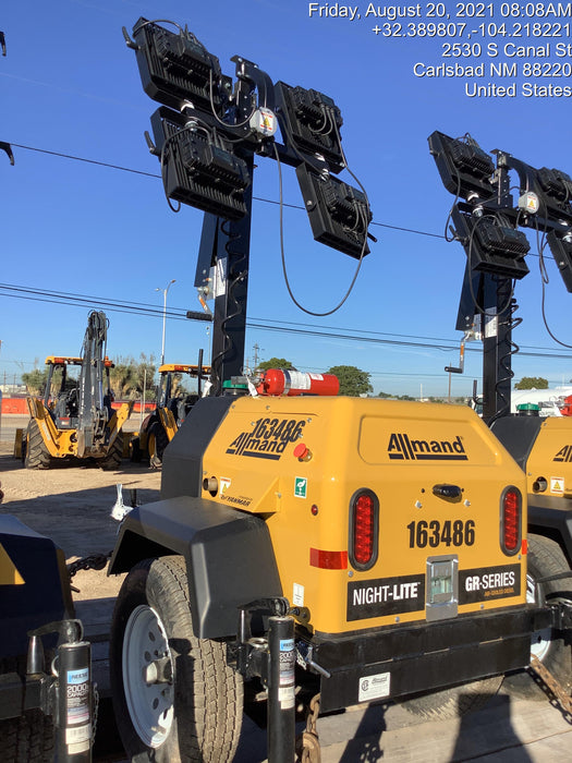 2021 Allmand NLV3GR (4) LED Light Fixture 350W, 23' Vertical Mast, 3kW Prime, Towable, Deep Sea L401, Leveling Jacks, Yanmar T4F 5.8hp