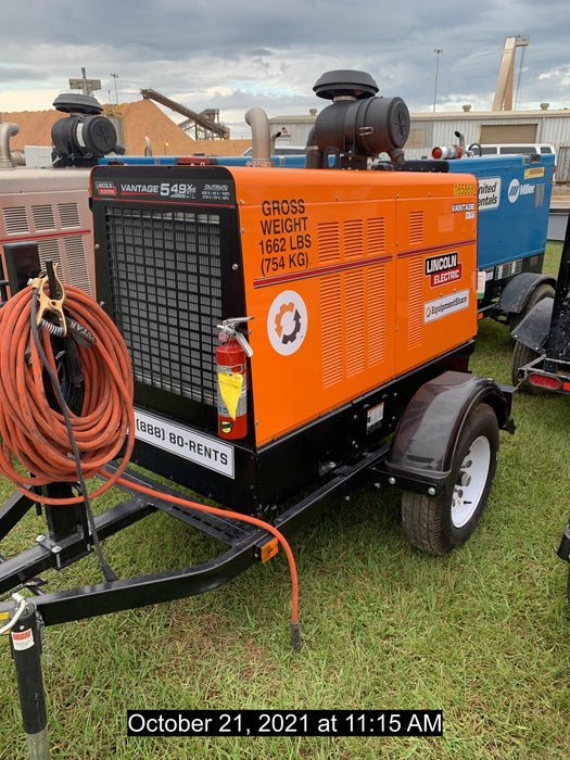 2021 Lincoln Electric Vantage 549X Ready Pak 3, ORANGE (includes trailer, cable rack, fender light kit)