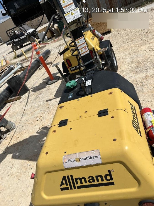 2022 Allmand NLV3GR (4) LED Light Fixture 350W, 23' Vertical Mast, 3kW Prime, Towable, Deep Sea L401, Leveling Jacks, Yanmar T4F 5.8hp