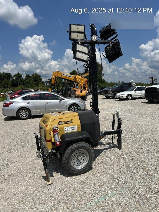 2022 Allmand NLV3GR (4) LED Light Fixture 350W, 23' Vertical Mast, 3kW Prime, Towable, Deep Sea L401, Leveling Jacks, Yanmar T4F 5.8hp