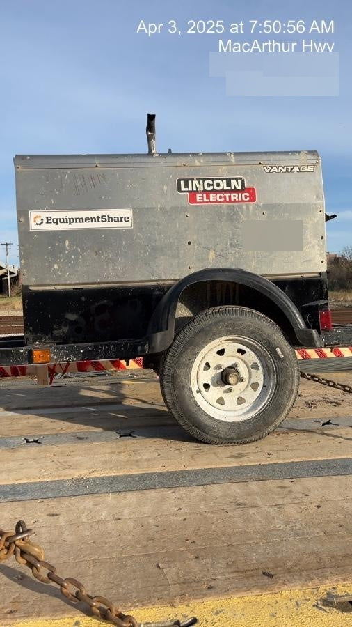 2019 Lincoln Electric Vantage 322 Ready-Pak 3, Two Wheel Trailer, Fender and Light Kit, Cable Rack