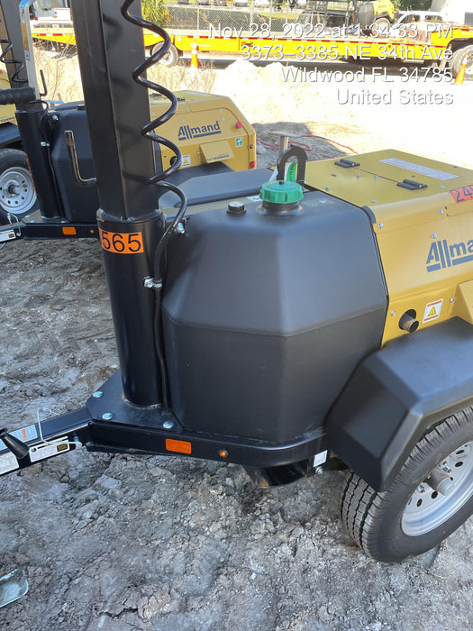 2022 Allmand NLV3GR (4) LED Light Fixture 350W, 23' Vertical Mast, 3kW Prime, Towable