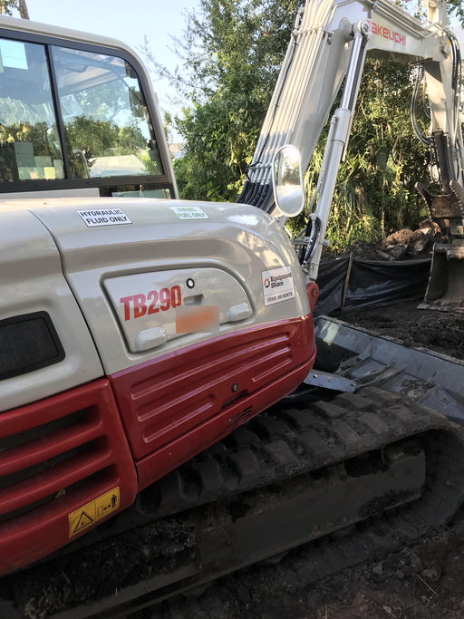 2019 Takeuchi TB290 Cab/Heat/AC Rubber tracks, Dozer blade, Travel alarm, Auxiliary hydraulics Manual QC, Hydraulic thumb, 18", 24", and 36" Buckets