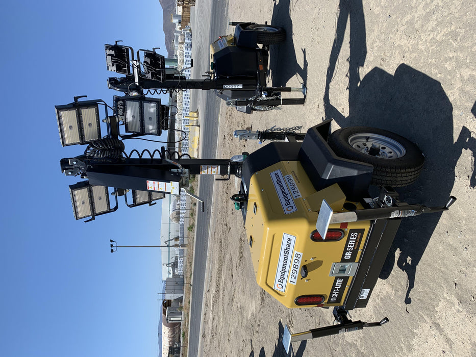 2021 Allmand NLV3GR (4) LED Light Fixture 350W, 23' Vertical Mast, 3kW Prime, Towable, Deep Sea L401, Leveling Jacks, Yanmar T4F 5.8hp