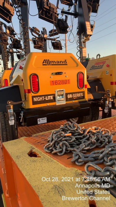 2021 Allmand NLV3GR (4) LED Light Fixture 350W, 23' Vertical Mast, 3kW Prime, Towable, Deep Sea L401, Leveling Jacks, Yanmar T4F 5.8hp