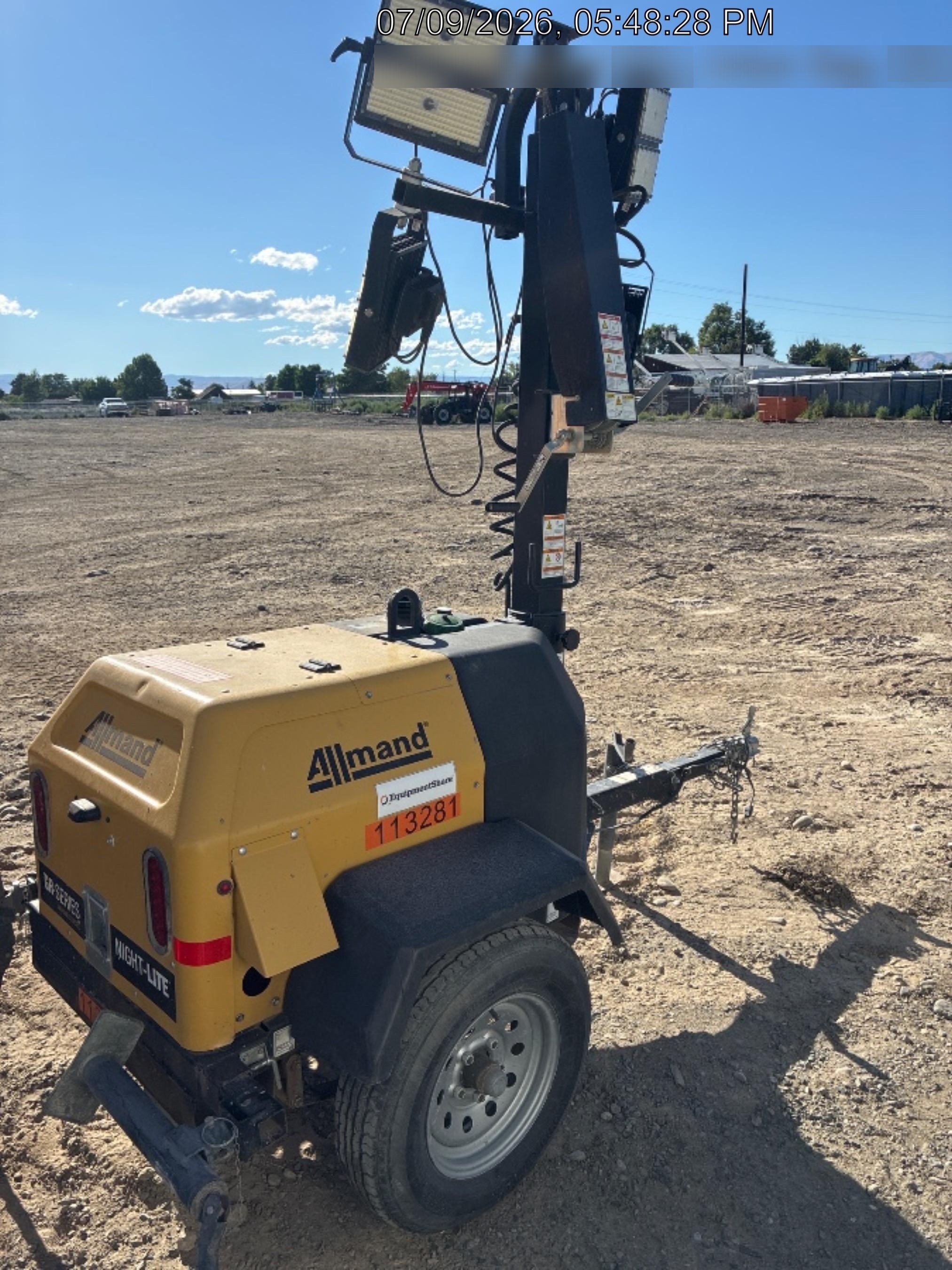 2020 Allmand NLV3GR (4) LED Light Fixture 350W, 23' Vertical Mast, 3kW Prime, Towable, Deep Sea L401, Leveling Jacks, Yanmar T4F 5.8hp