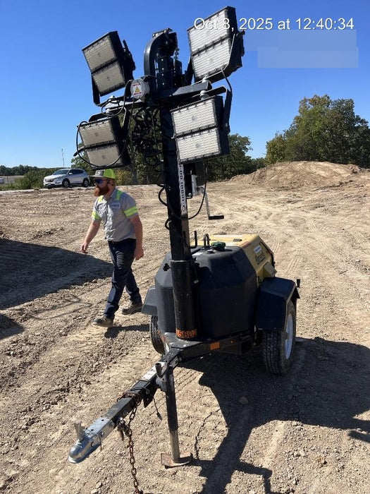 2021 Allmand NLV3GR (4) LED Light Fixture 350W, 23' Vertical Mast, 3kW Prime, Towable, Deep Sea L401, Leveling Jacks, Yanmar T4F 5.8hp