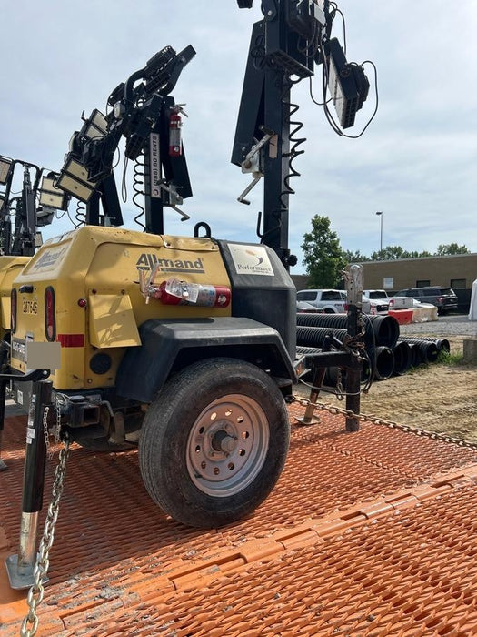 2022 Allmand NLV3GR (4) LED Light Fixture 350W, 23' Vertical Mast, 3kW Prime, Towable, Deep Sea L401, Leveling Jacks, Yanmar T4F 5.8hp