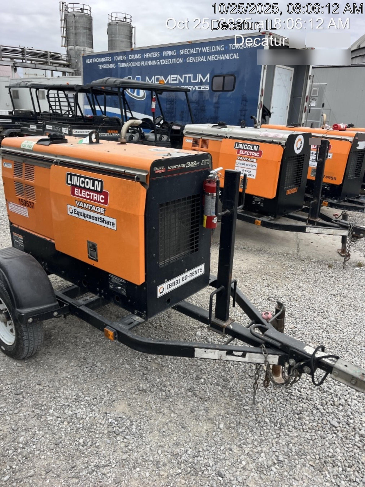 2021 Lincoln Electric Vantage 322 Vantage 322 Ready Pak 3 w/ Decals, ORANGE (includes trailer, cable rack, fender light kit) NO Telematics