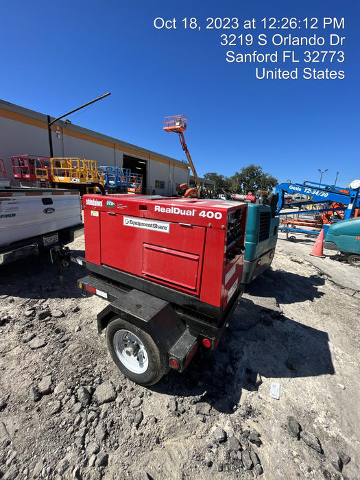 2023 Shindaiwa DGW400MDL Kubota D902 Engine, 23 HP, Dual Op Welder, Wire, Arc, Droop Stick, Tig, and CC Stick Functionality, Simulphase, 3 Phase and 1 Phase Gen Output, Single Axle NB Trlr, Slr Trckl Chrg 12V 12W, Fire Ext