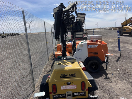 2022 Allmand NLV3GR (4) LED Light Fixture 350W, 23' Vertical Mast, 3kW Prime, Towable, Deep Sea L401, Leveling Jacks, Yanmar T4F 5.8hp