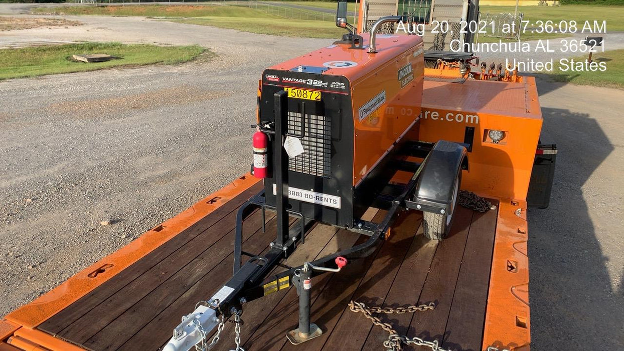 2021 Lincoln Electric Vantage 322 Vantage 322 Ready Pak 3 w/ Telematics & Decals, ORANGE (includes trailer, cable rack, fender light kit)