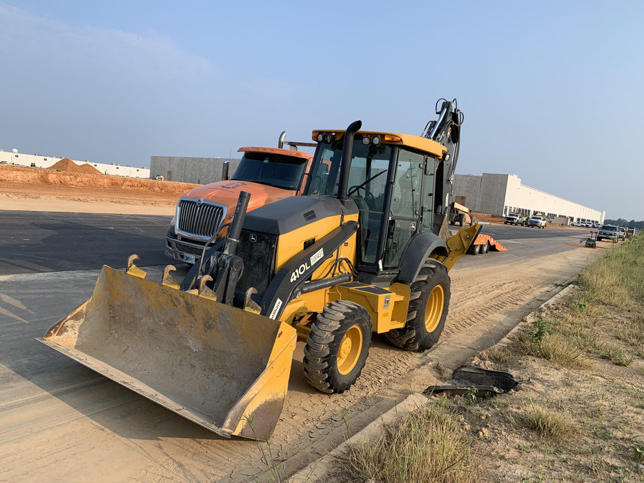 2020 John Deere 410L - Extendable Stick Cab/Heat/Air, 4WD, Extendable Stick, Pilot Controls, 2 Way Hydraulics, TAG Manual QC