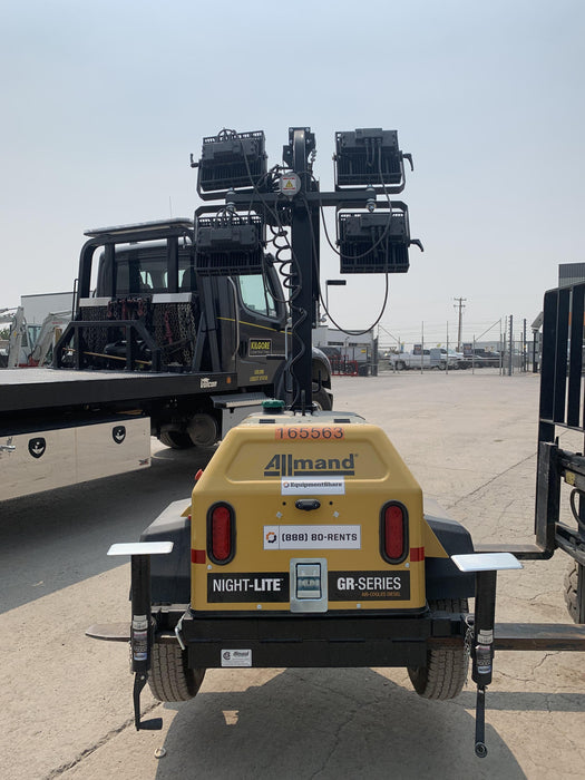 2021 Allmand NLV3GR (4) LED Light Fixture 350W, 23' Vertical Mast, 3kW Prime, Towable, Deep Sea L401, Leveling Jacks, Yanmar T4F 5.8hp