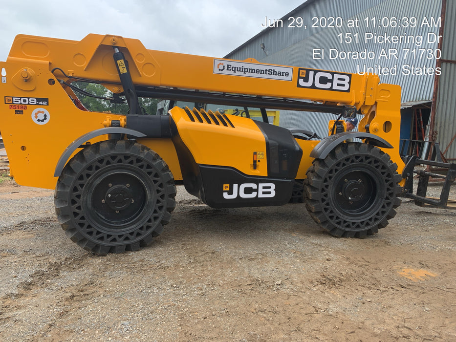 2020 JCB 509-42 Canopy, Solid Tires, Work Lights, Beacon, Aux Hydraulics, Back up Alarm, Lifting Eye, ES Decals
