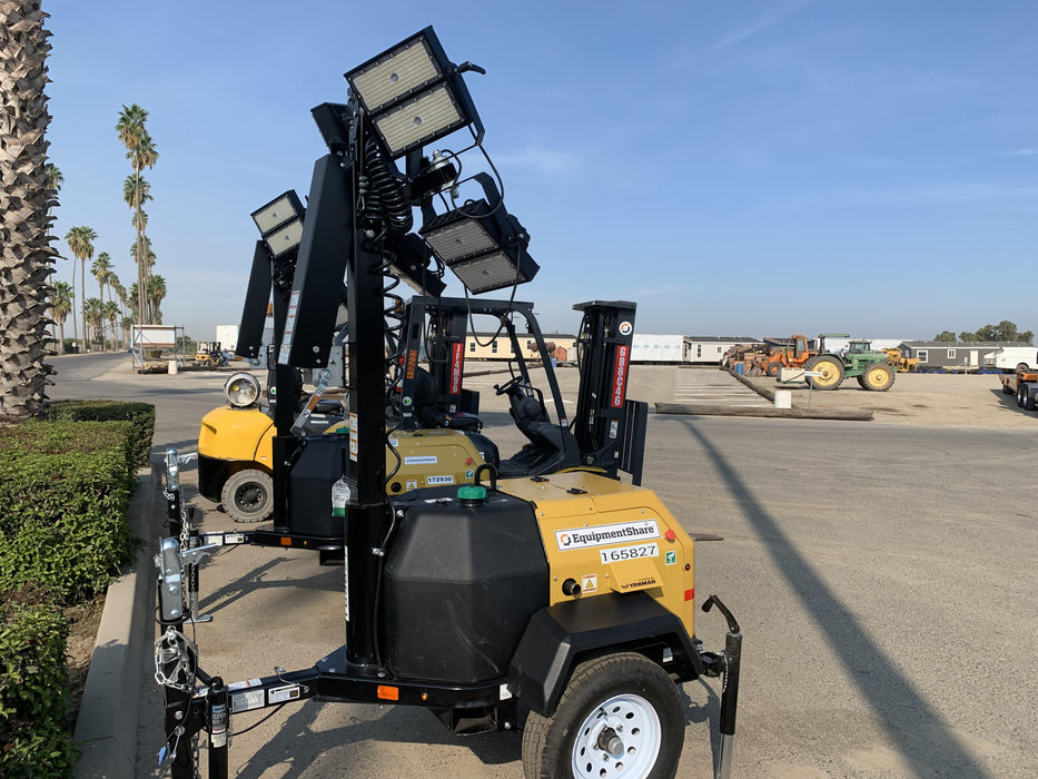 2021 Allmand NLV3GR (4) LED Light Fixture 350W, 23' Vertical Mast, 3kW Prime, Towable, Deep Sea L401, Leveling Jacks, Yanmar T4F 5.8hp