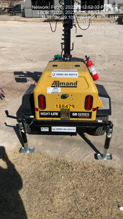 Allmand NLV3GR (4) LED Light Fixture 350W, 23' Vertical Mast, 3kW Prime, Towable, Deep Sea L401, Leveling Jacks, Yanmar T4F 5.8hp