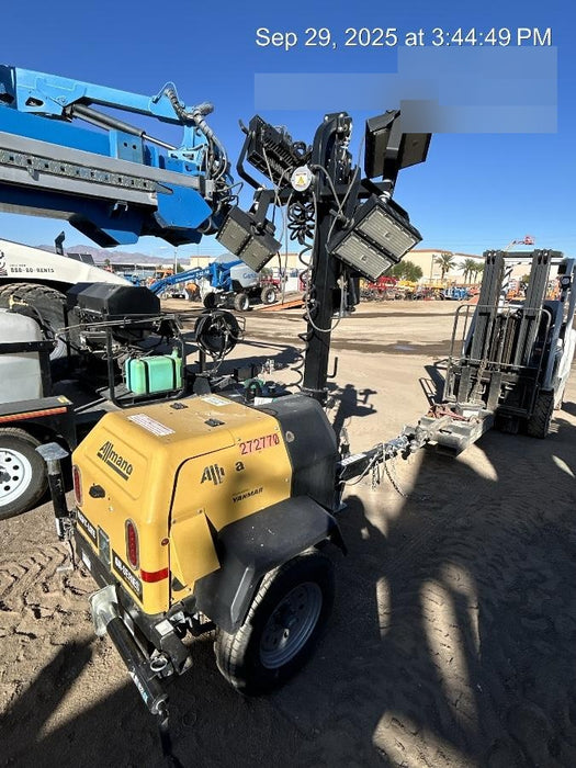 2022 Allmand NLV3GR (4) LED Light Fixture 350W, 23' Vertical Mast, 3kW Prime, Towable, ES Decals, T3