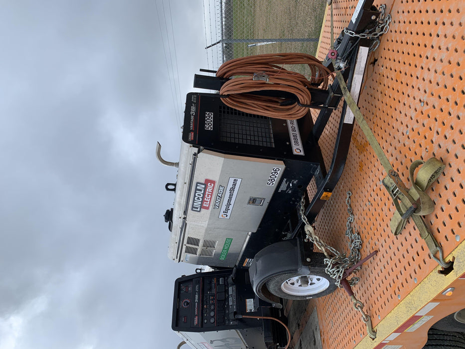 2019 Lincoln Electric Vantage 322 Welder Ready-Pak 3, Two wheel trailer, Fender and Light kit, Cable Rack