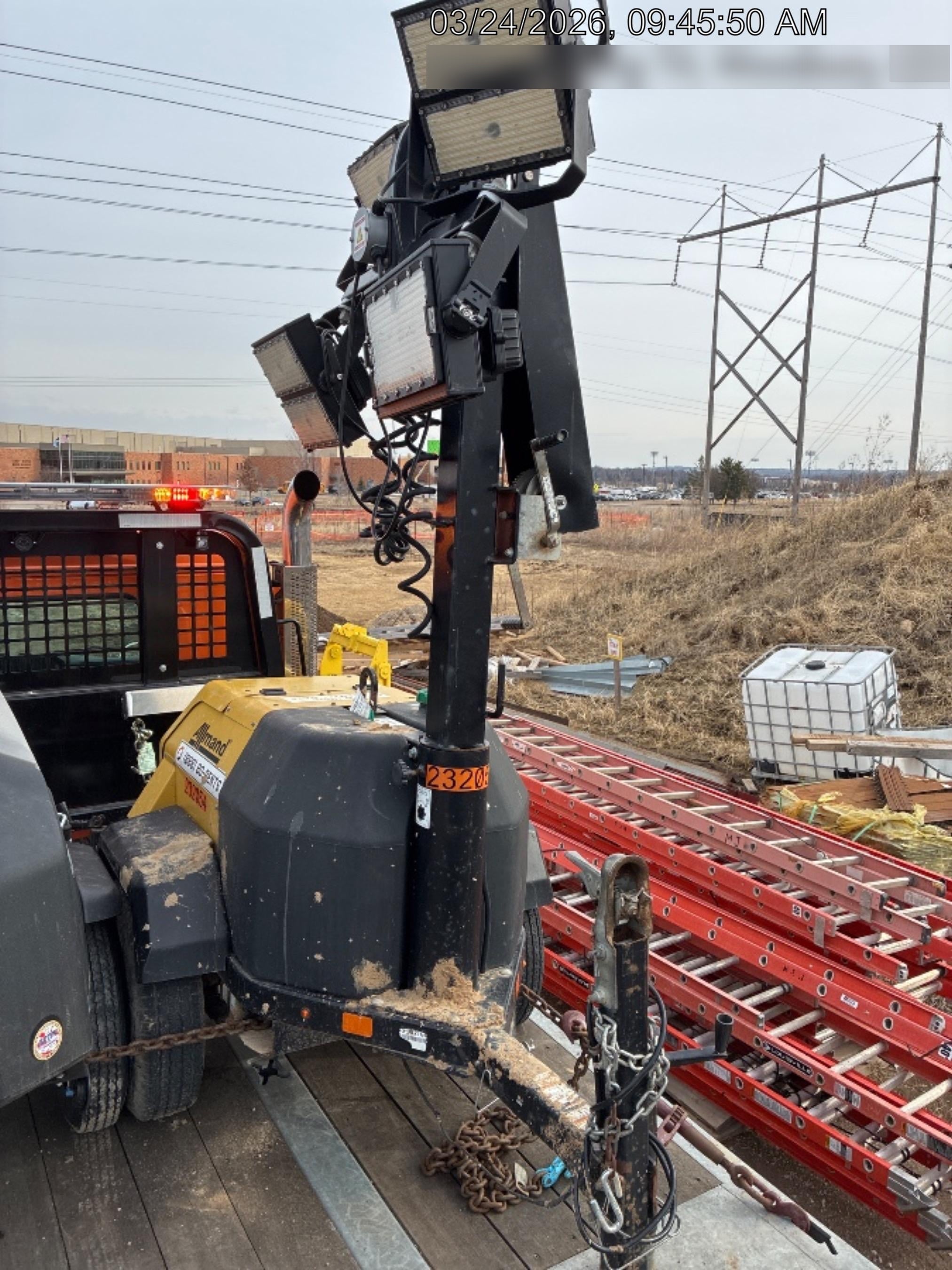 2022 Allmand NLV3GR (4) LED Light Fixture 350W, 23' Vertical Mast, 3kW Prime, Towable, Deep Sea L401, Leveling Jacks, Yanmar T4F 5.8hp