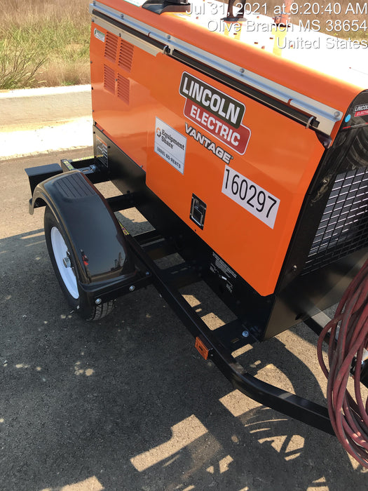 2021 Lincoln Electric Vantage 322 Vantage 322 Ready Pak 3 w/ Decals, ORANGE (includes trailer, cable rack, fender light kit) NO Telematics