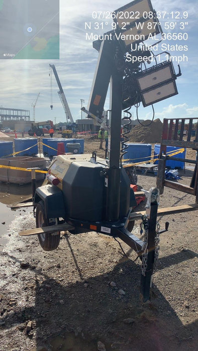 2022 Allmand NLV3GR (4) LED Light Fixture 350W, 23' Vertical Mast, 3kW Prime, Towable, Deep Sea L401, Leveling Jacks, Yanmar T4F 5.8hp