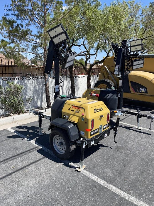 2022 Allmand NLV3GR (4) LED Light Fixture 350W, 23' Vertical Mast, 3kW Prime, Towable, ES Decals, T3