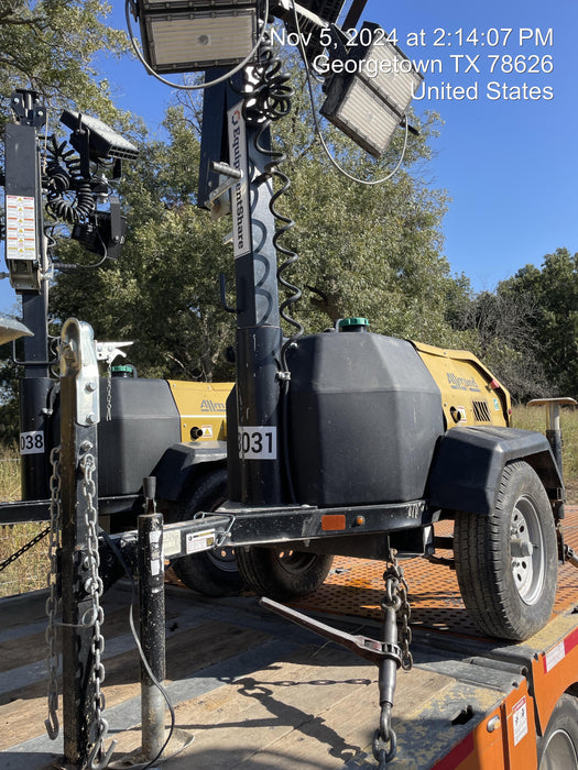 2022 Allmand NLV3GR (4) LED Light Fixture 350W, 23' Vertical Mast, 3kW Prime, Towable, ES Decals, T3