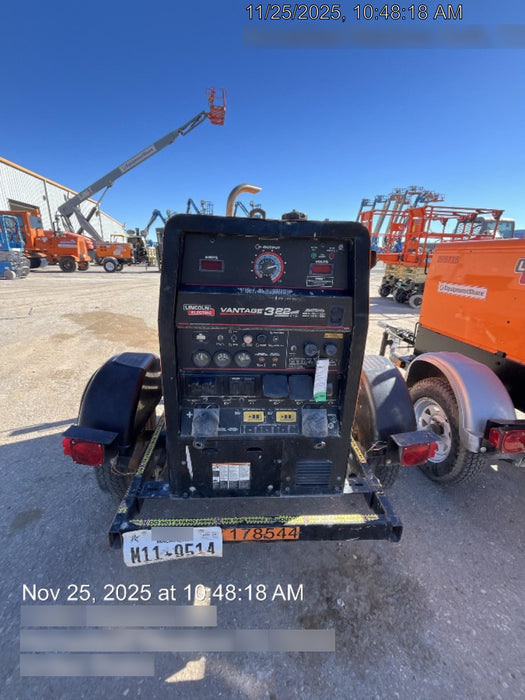 2021 Lincoln Electric Vantage 322 Vantage 322 Ready Pak 3 w/ Decals, ORANGE (includes trailer, cable rack, fender light kit) NO Telematics