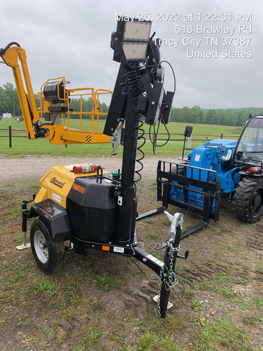 2022 Allmand NLV3GR (4) LED Light Fixture 350W, 23' Vertical Mast, 3kW Prime, Towable, Deep Sea L401, Leveling Jacks, Yanmar T4F 5.8hp