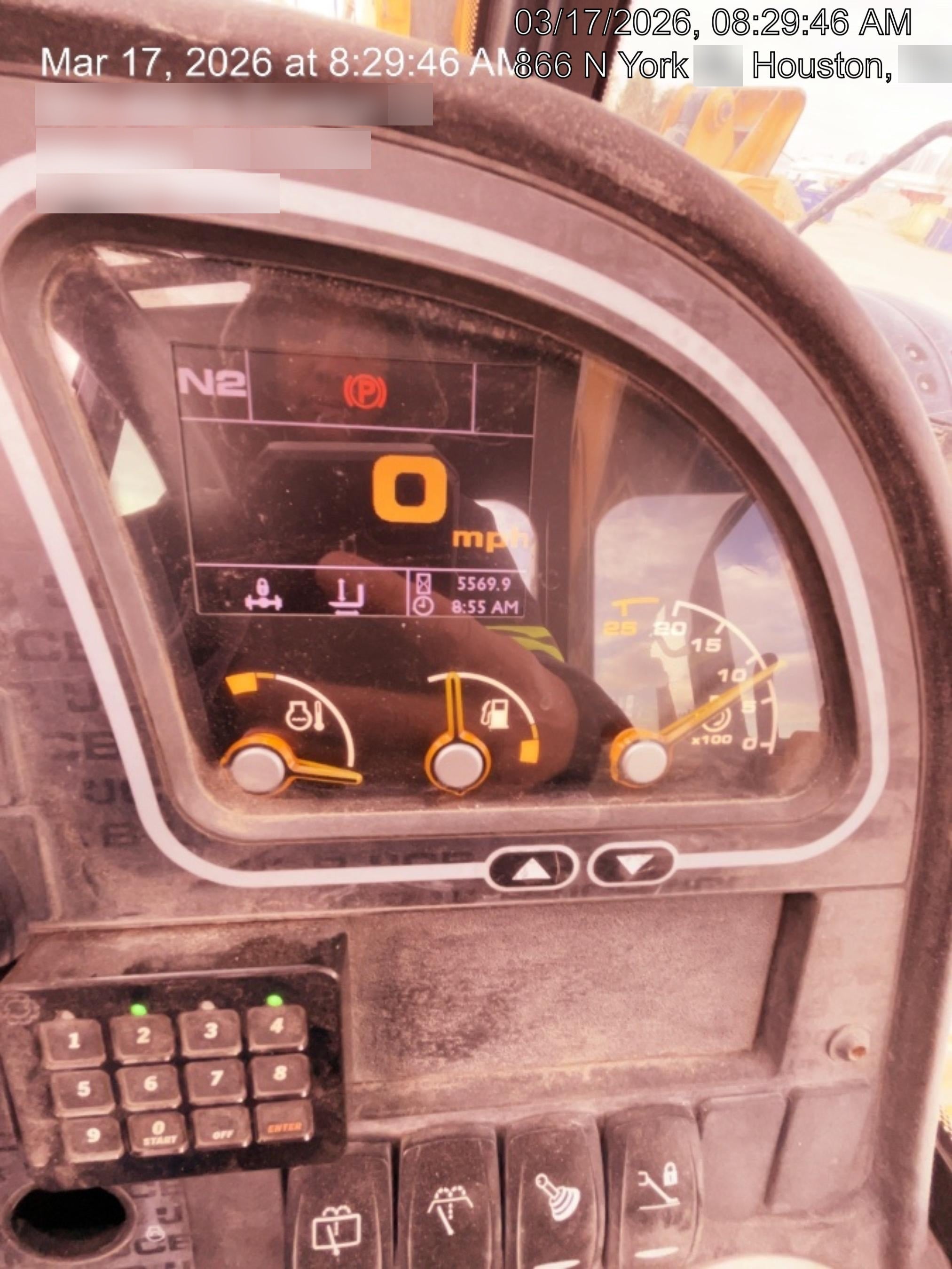 2019 JCB 510-56 Enclosed Cab, 74 HP, Solid Tires, Worklights, Beacon, Aux Hydraulics, Lifting Eye w/66" Carriage/60" Forks