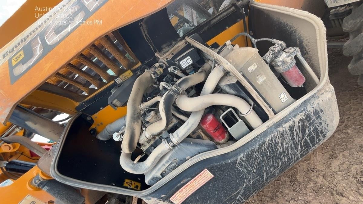 2019 JCB 510-56 74 HP w/Open ROPS, Beacon, Aux Hydraulics, Worklights, Solid Tires w/60" Carriage/Forks