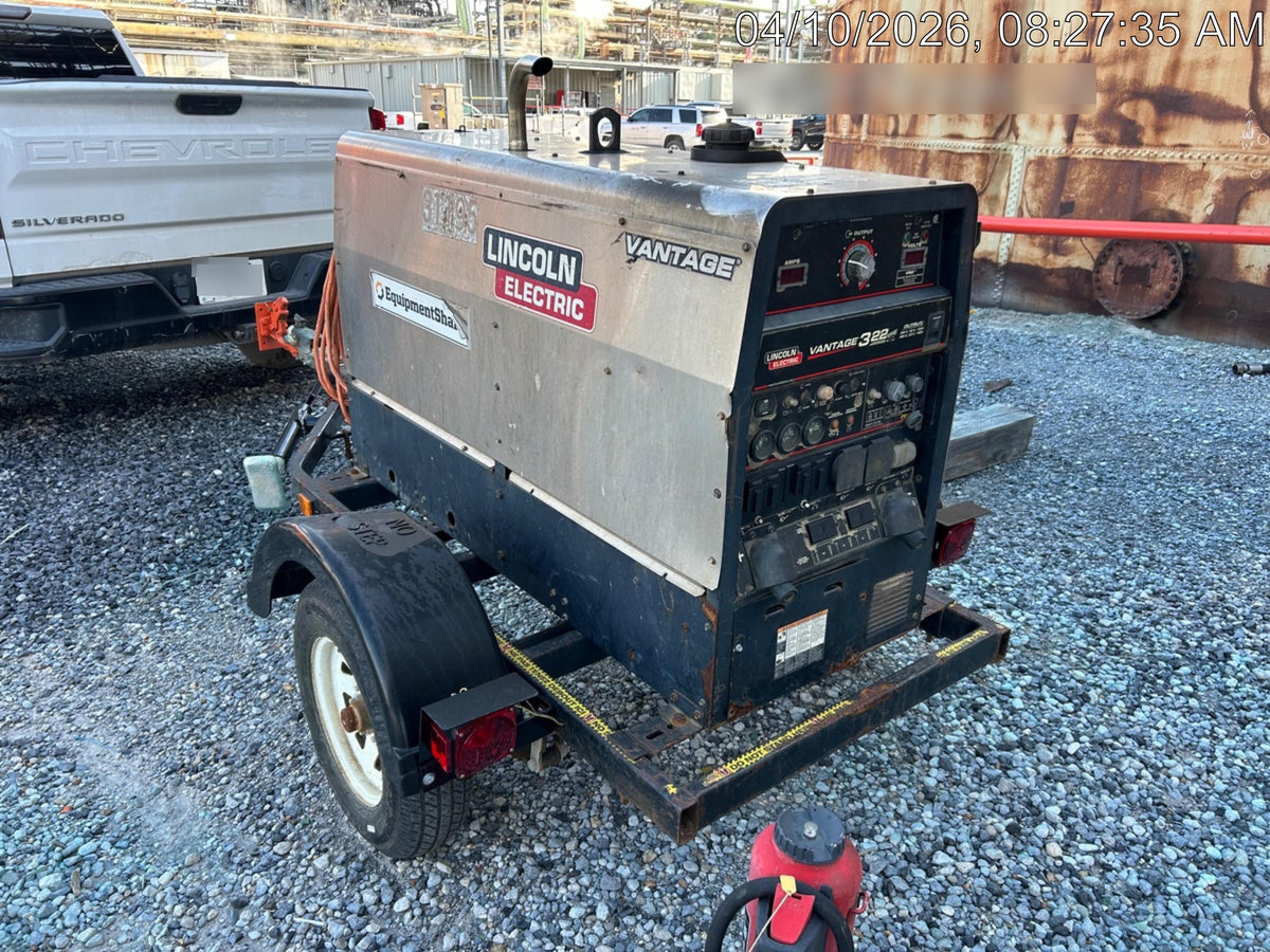 2019 Lincoln Electric Vantage 322 Welder Ready-Pak 3, Two wheel trailer, Fender and Light kit, Cable Rack